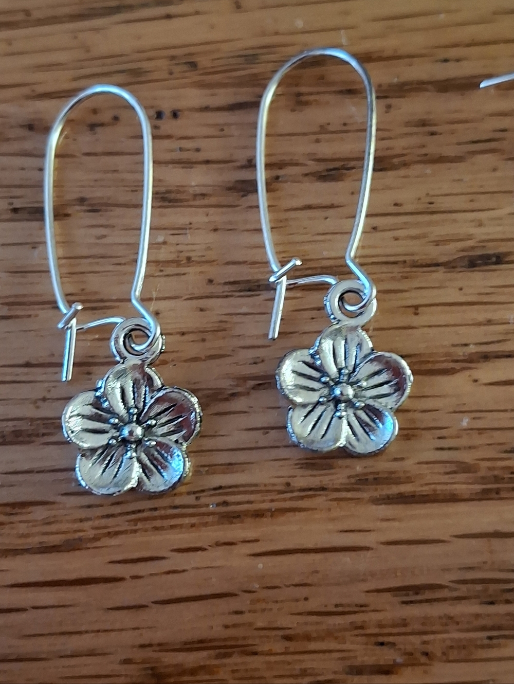 Silver Flower Drop Earrings - Silver Floral Dangle Earrings